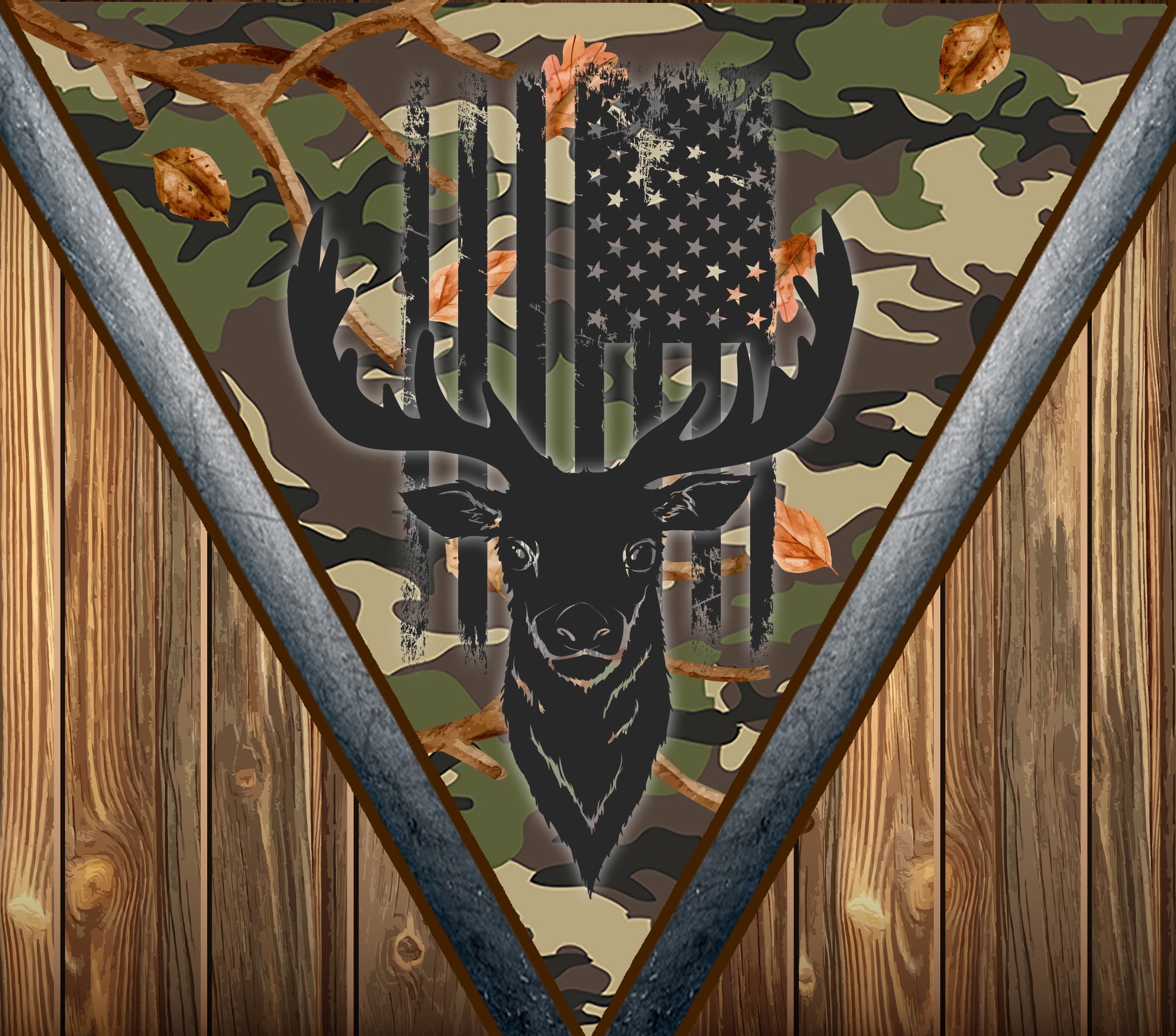 Patriotic Deer Hunting Camo Tumbler