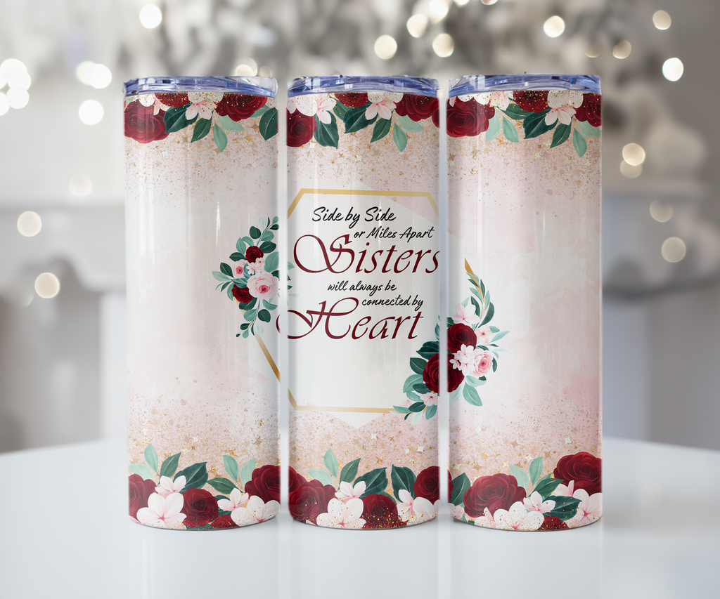 Sisters Connected by Heart Tumbler - Long Distance Gift