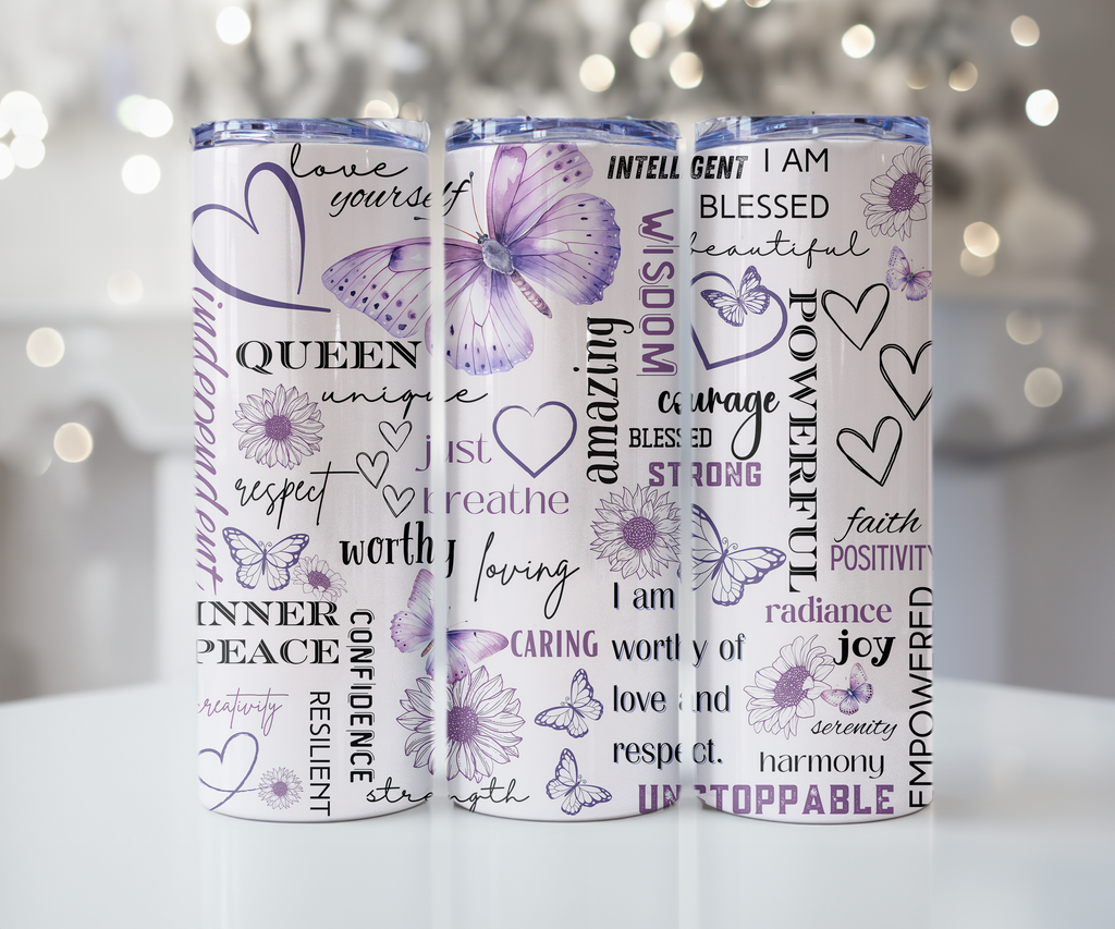 I AM Blessed Purple Affirmations Tumbler