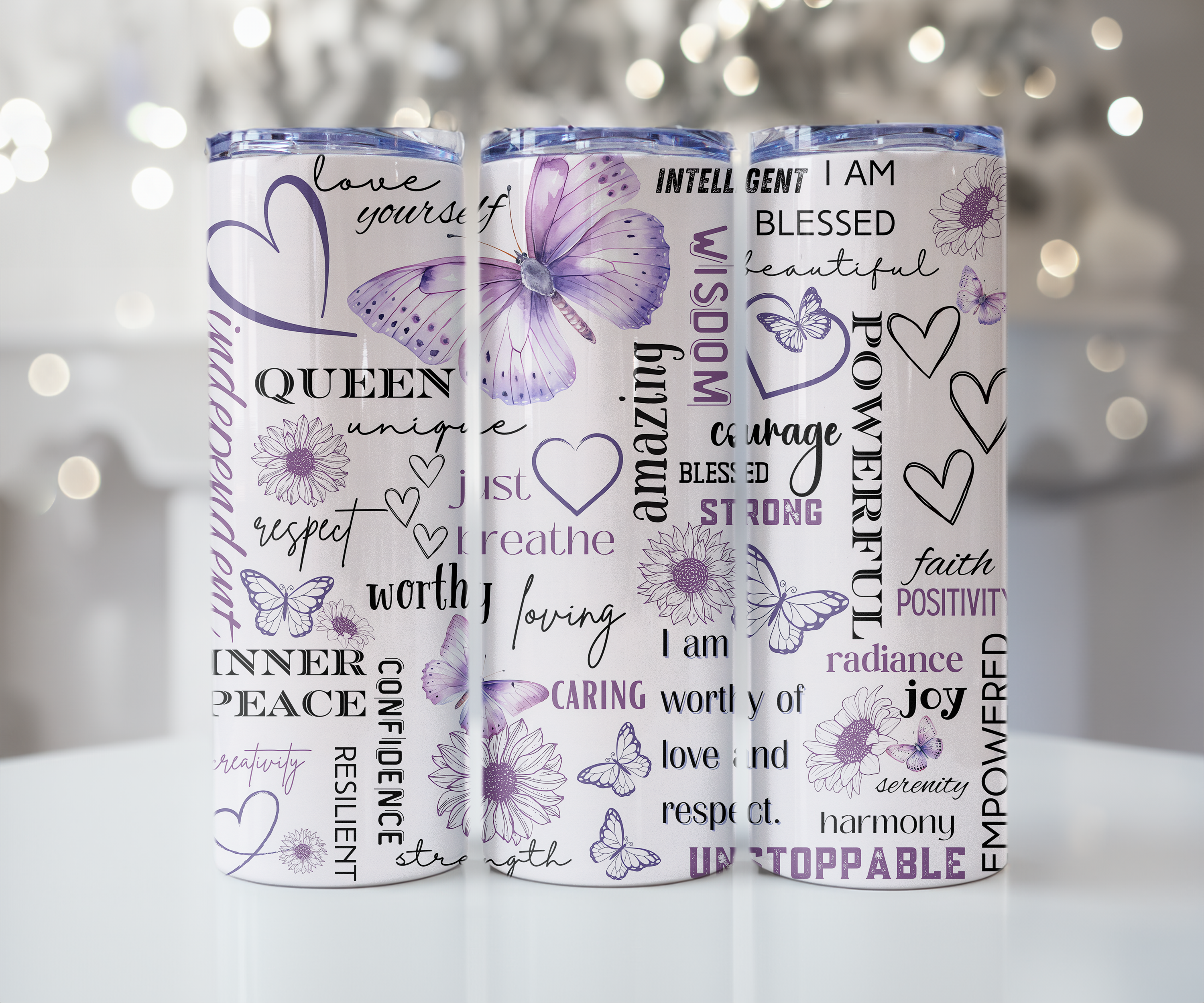 I AM Blessed Purple Affirmations Tumbler
