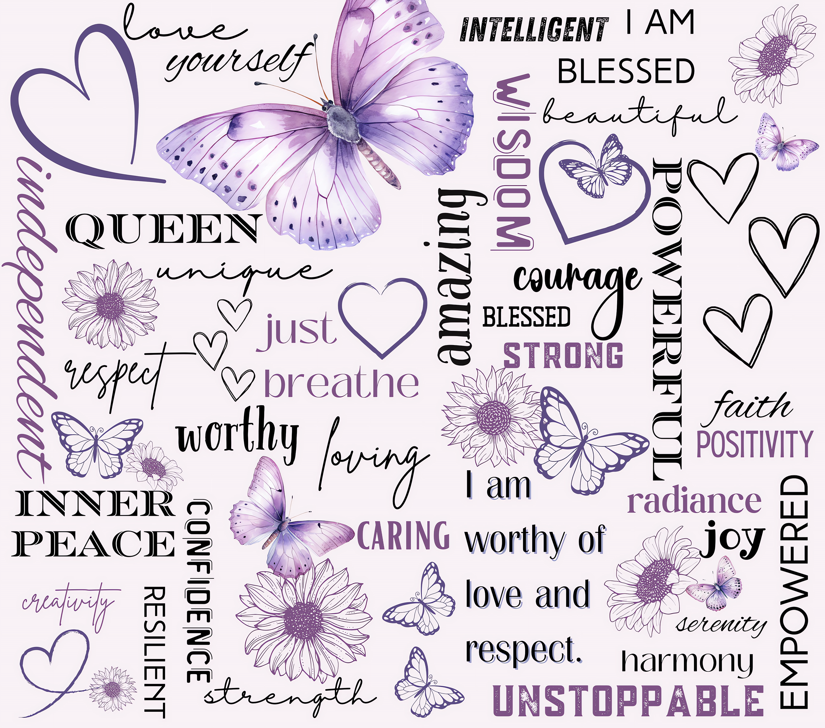 I AM Blessed Purple Affirmations Tumbler