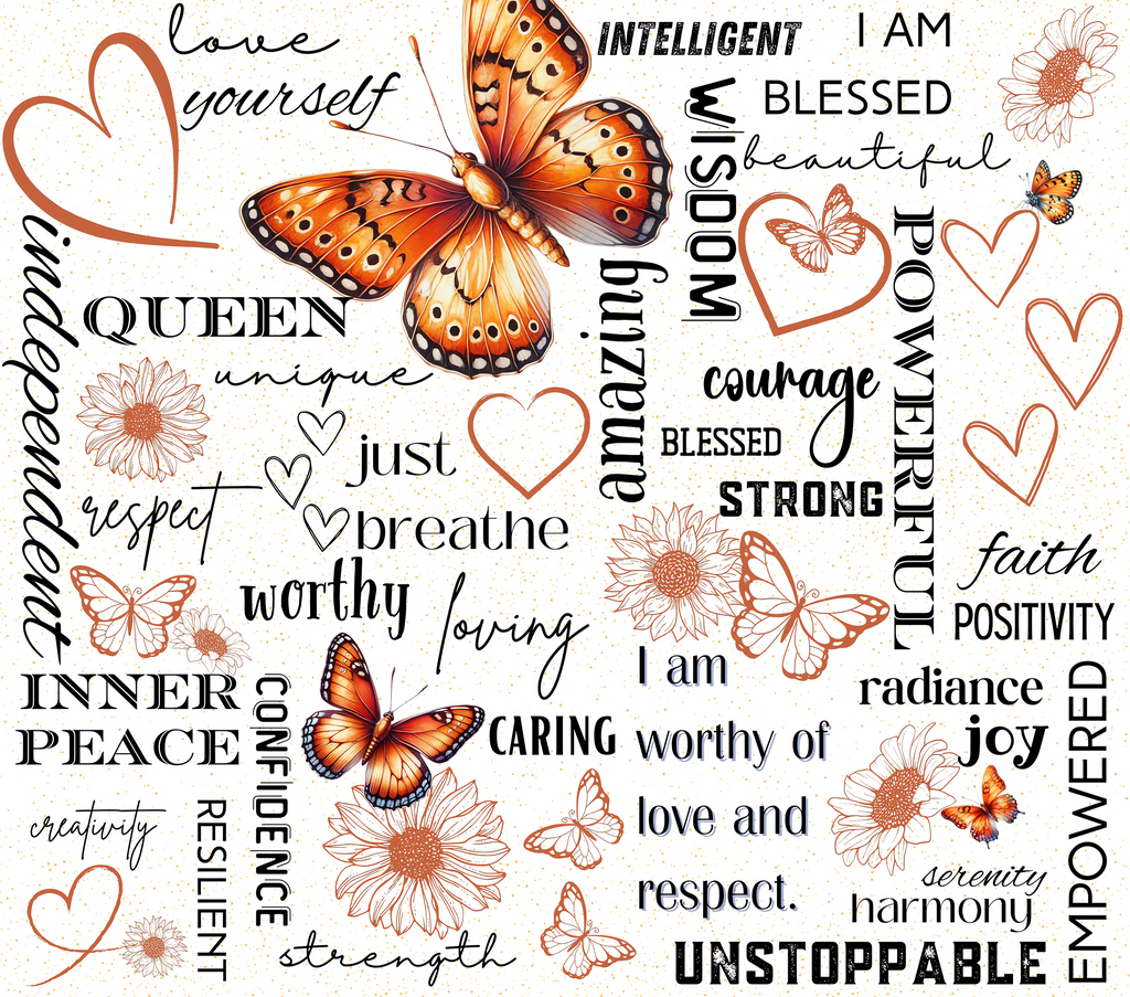 Orange Butterfly Affirmations Tumbler