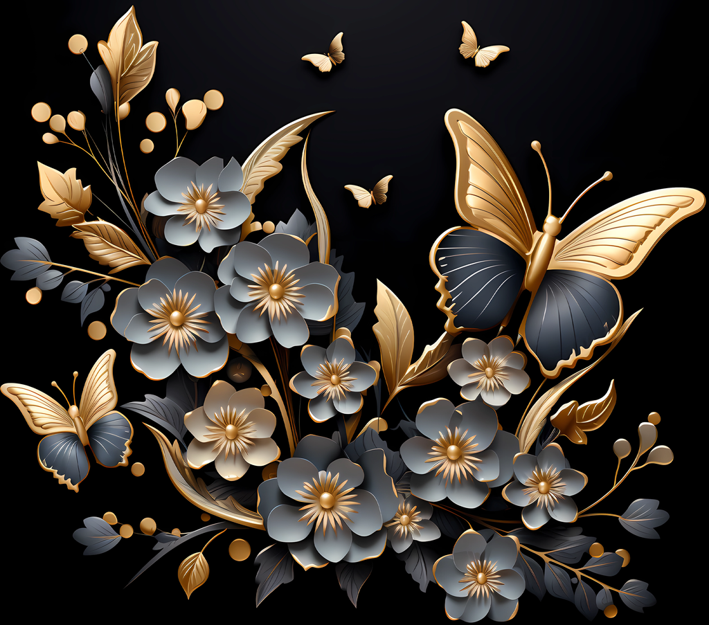 Black Gold Butterfly Garden Tumbler