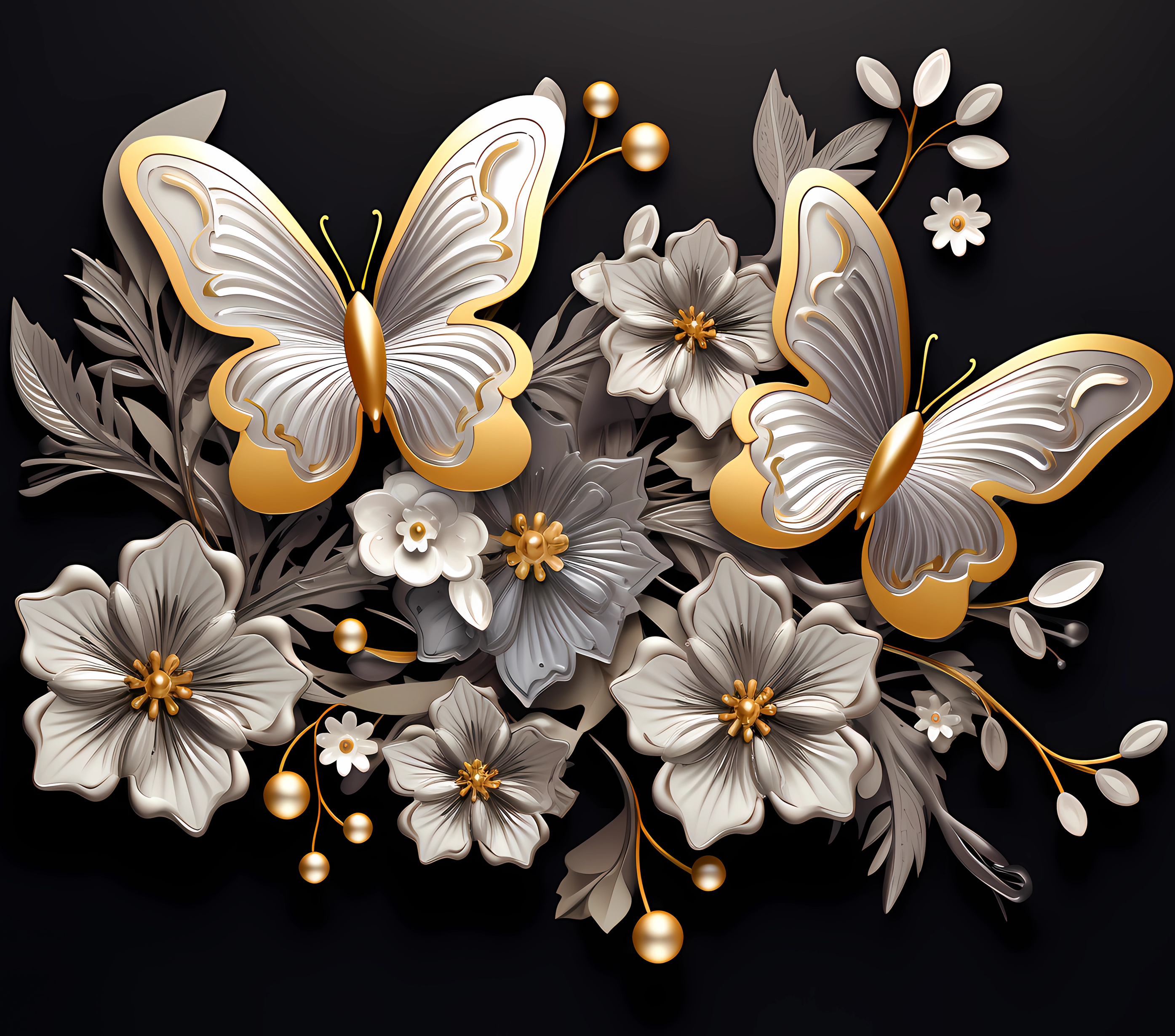 White Gold Butterfly Blossom Tumbler
