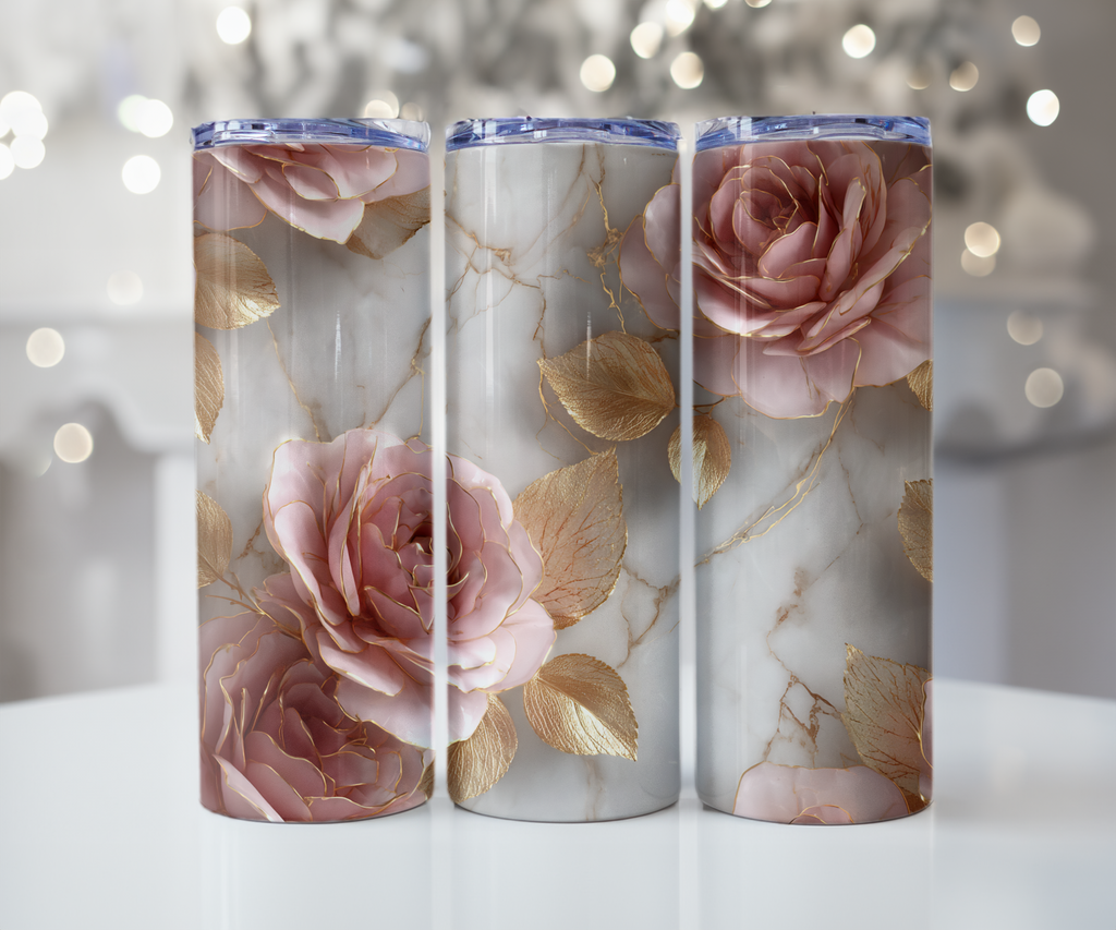 Dusty Rose Gold Marble Tumbler