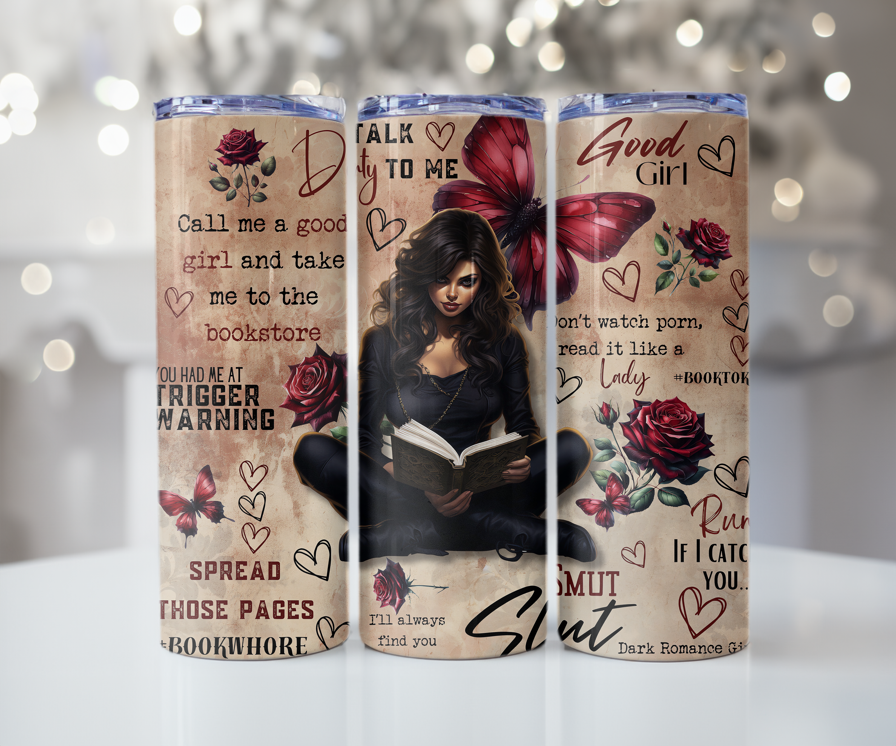 Red Butterfly BookTok Girl Tumbler