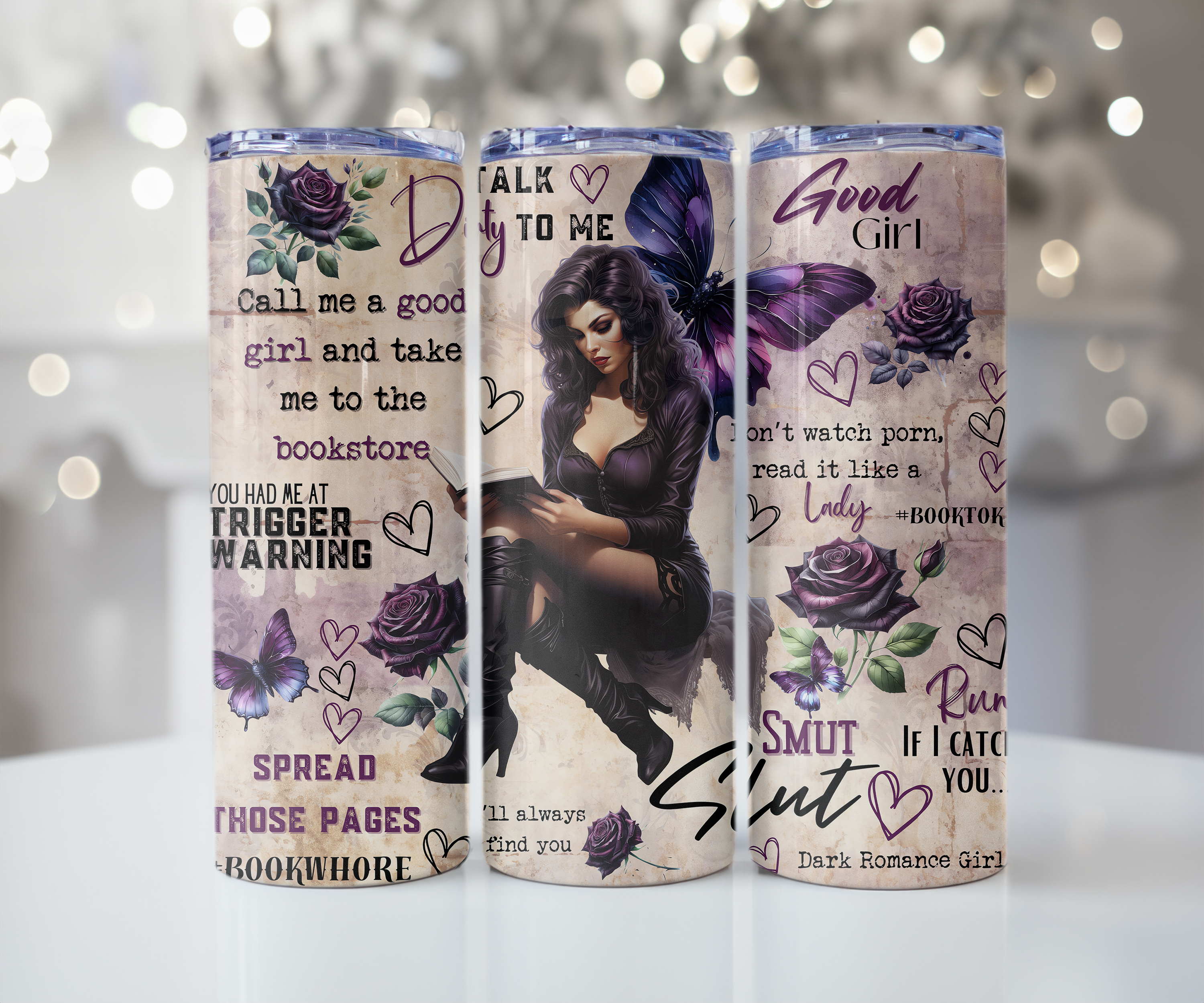 Purple Butterfly BookTok Girl Tumbler