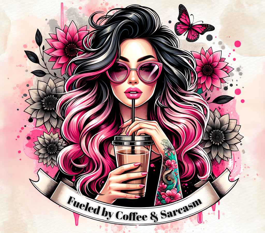 Fueled by Coffee & Sarcasm - Pink Hair