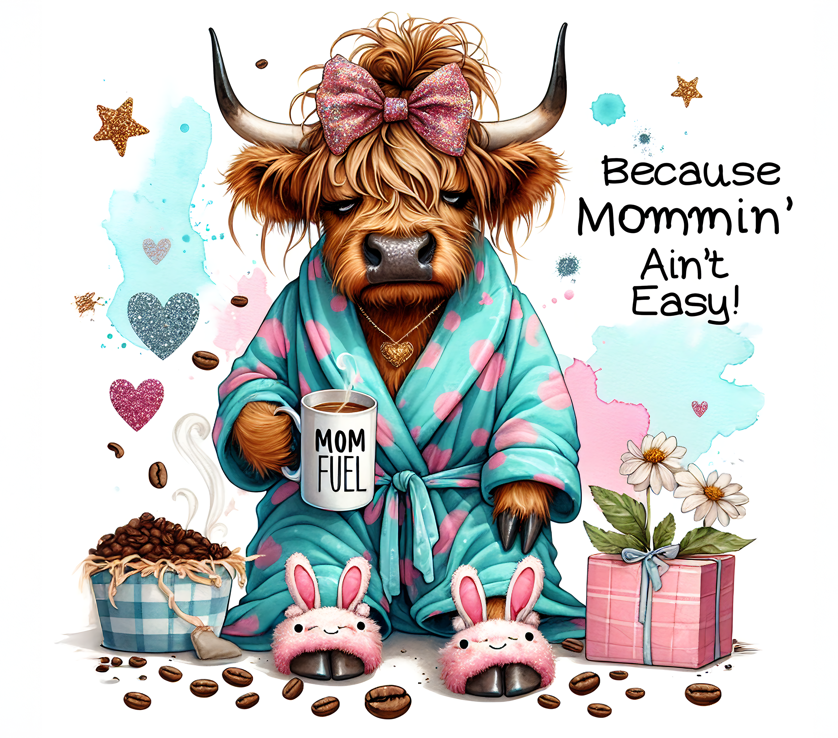 Because Mommin' Ain't Easy Highland Cow Tumbler