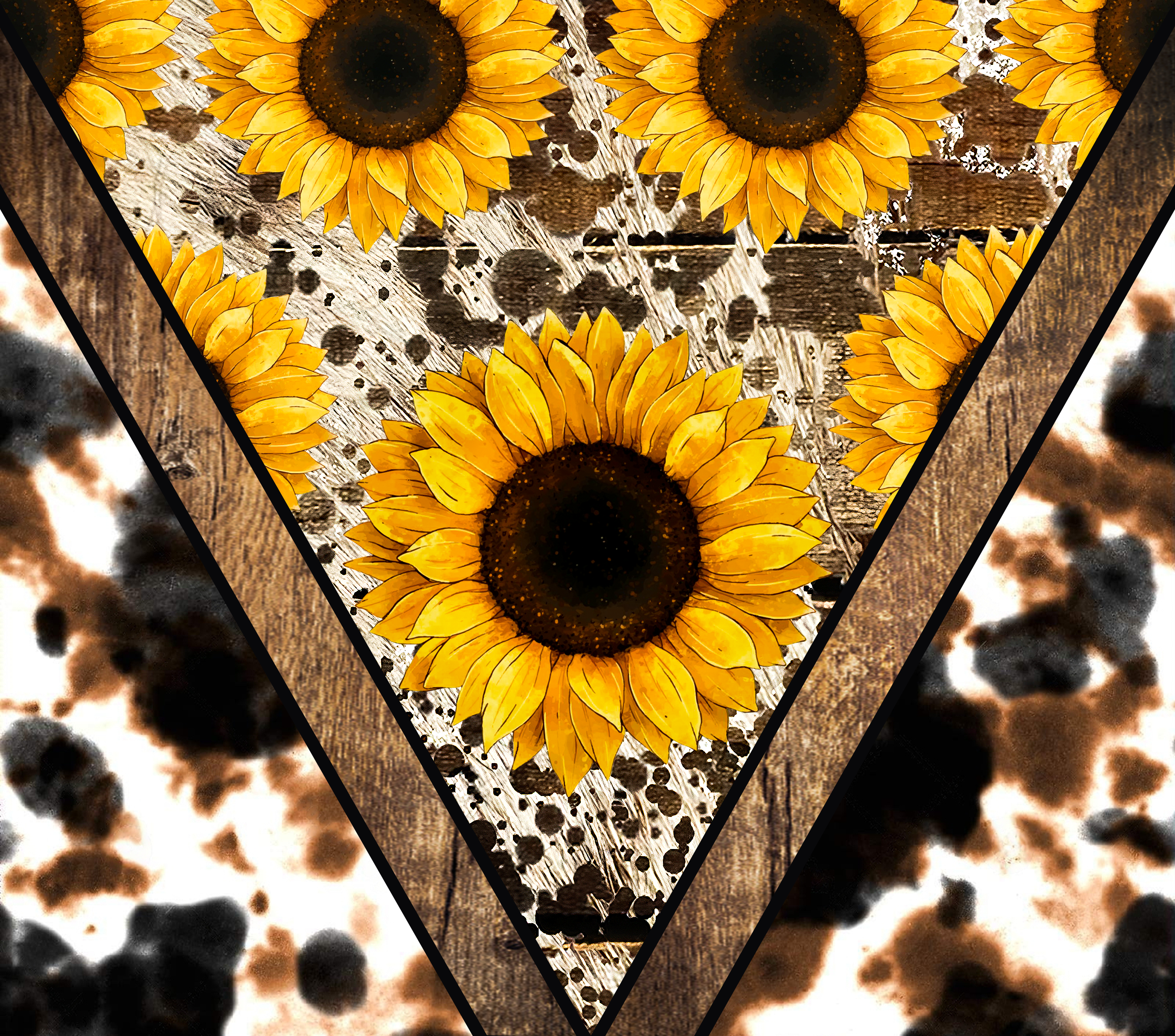 Sunflower Cowhide Wood Tumbler