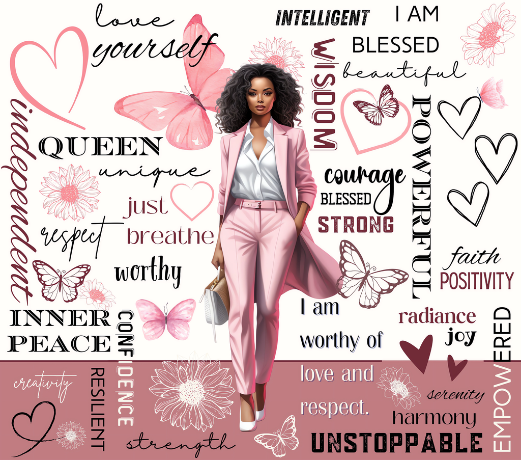 I AM Unstoppable Pink Butterfly Queen Tumbler