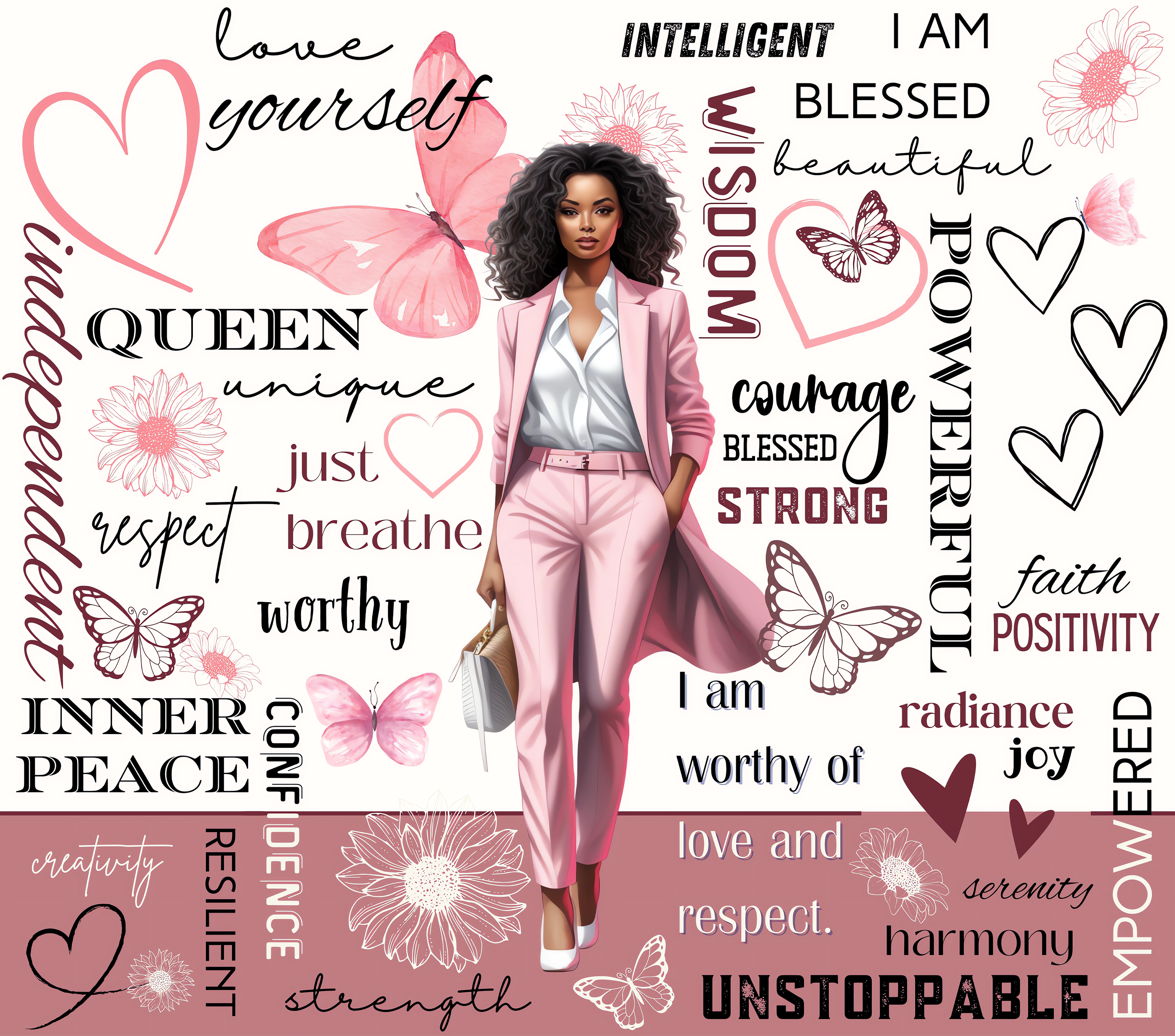 I AM Unstoppable Pink Butterfly Queen Tumbler