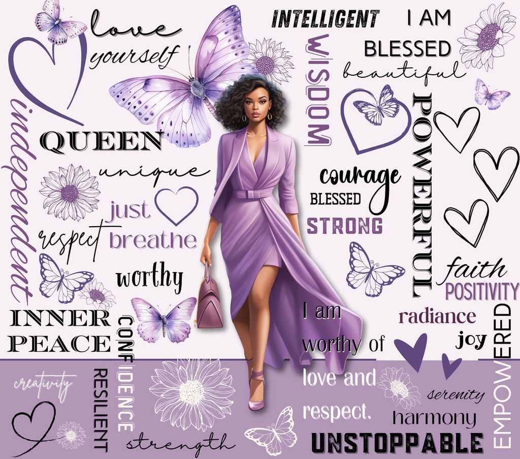 I AM Unstoppable Purple Butterfly Queen Tumbler