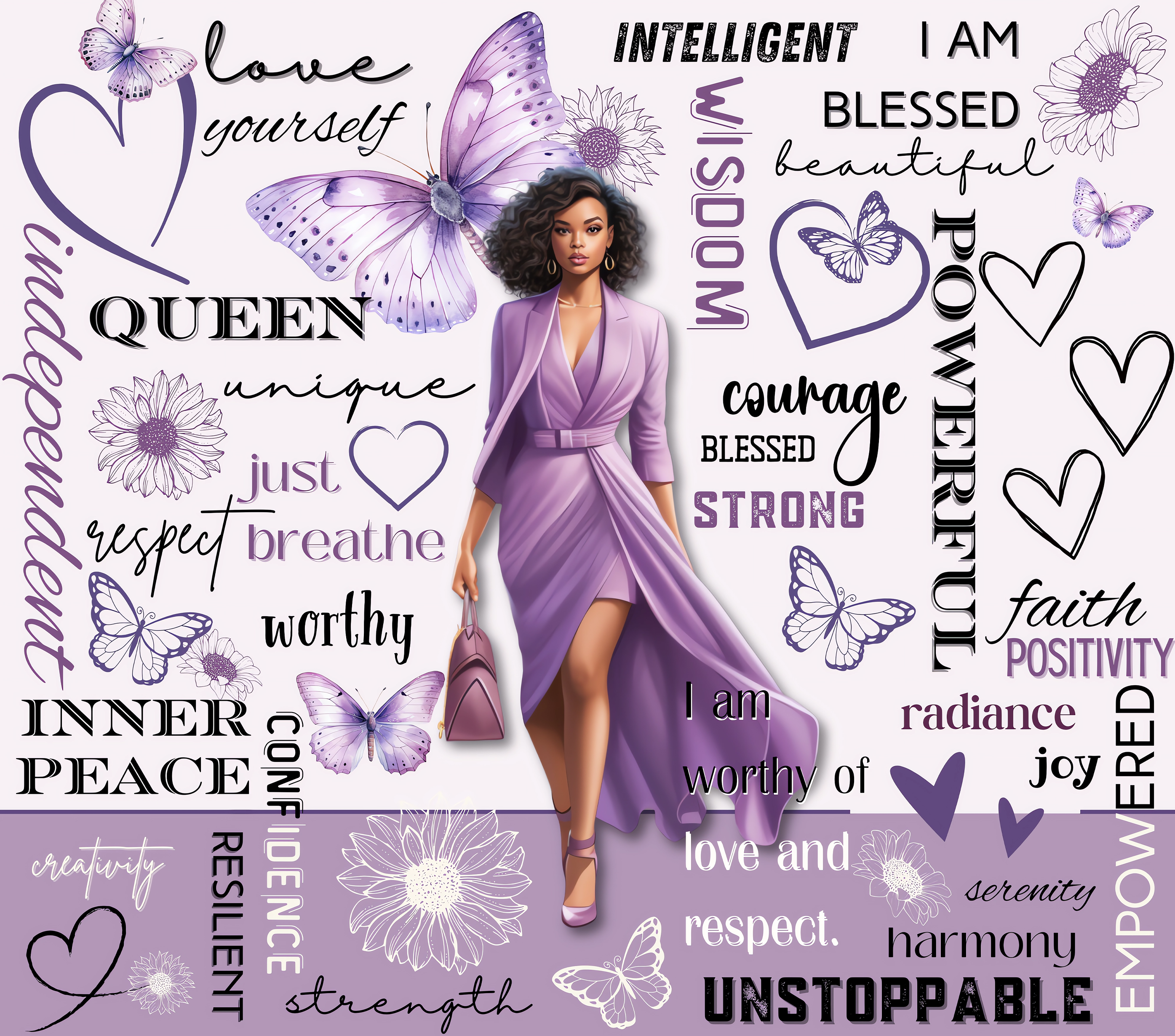 I AM Unstoppable Purple Butterfly Queen Tumbler