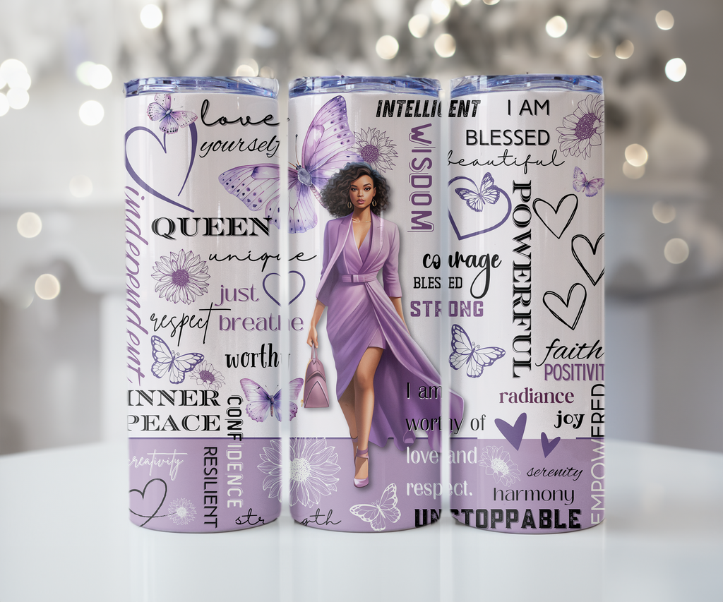 I AM Unstoppable Purple Butterfly Queen Tumbler