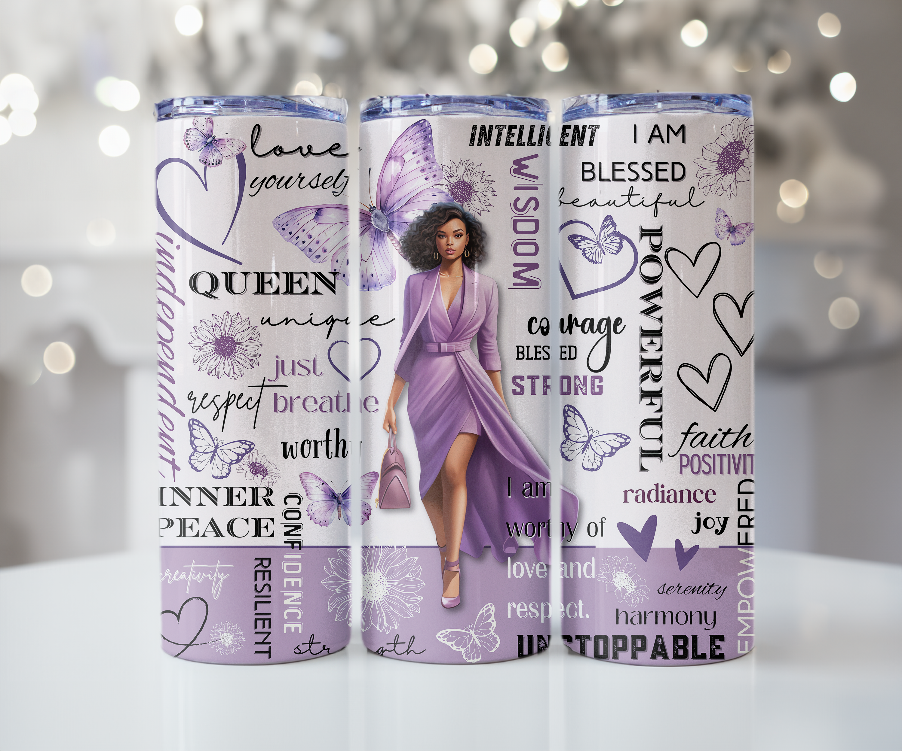 I AM Unstoppable Purple Butterfly Queen Tumbler
