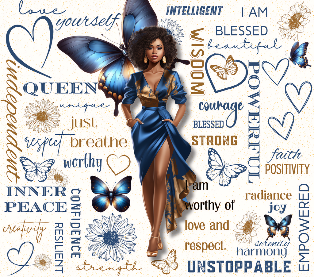I AM Unstoppable Blue Morpho Butterfly Queen Tumbler