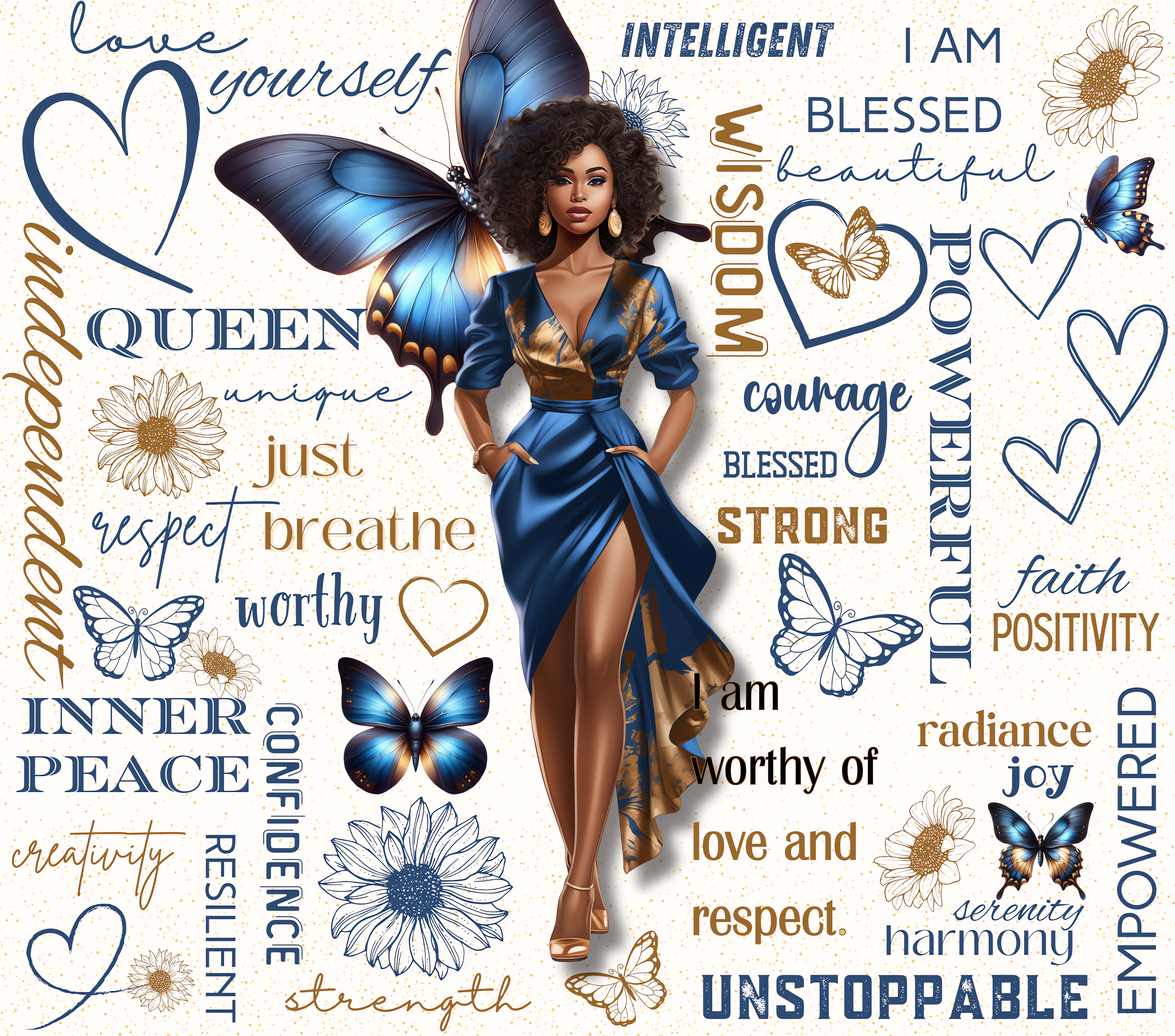 I AM Unstoppable Blue Morpho Butterfly Queen Tumbler