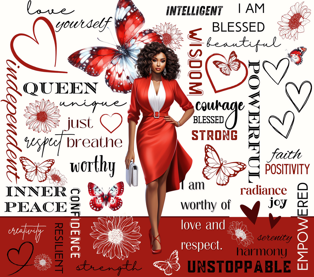 I AM Unstoppable Red Butterfly Queen Tumbler