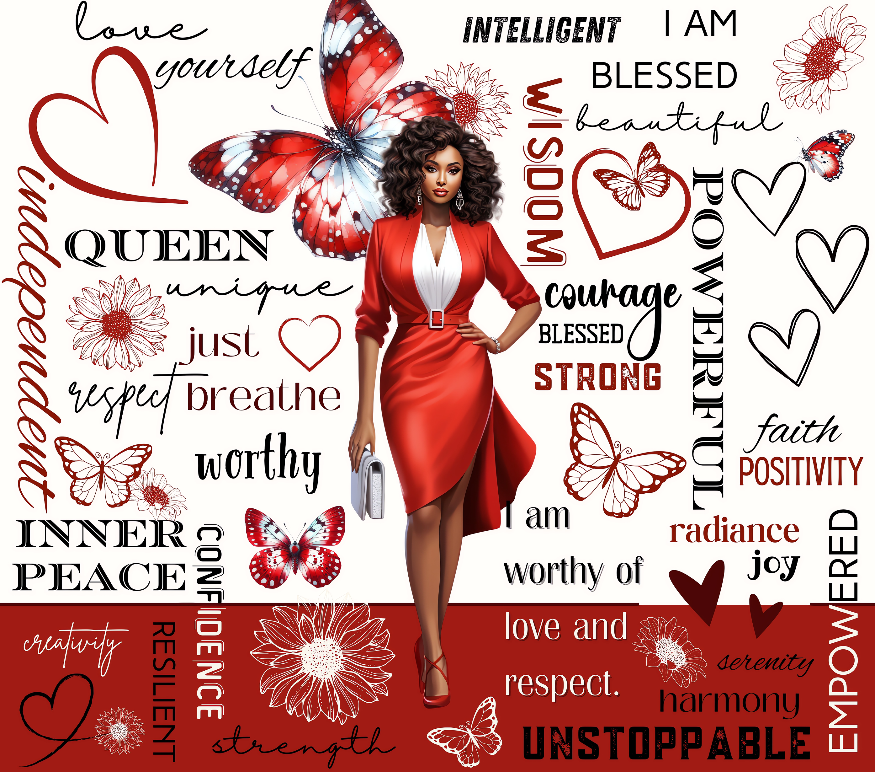 I AM Unstoppable Red Butterfly Queen Tumbler