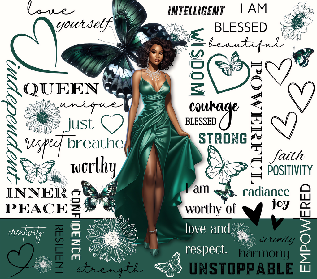 I AM Unstoppable Emerald Butterfly Queen Tumbler