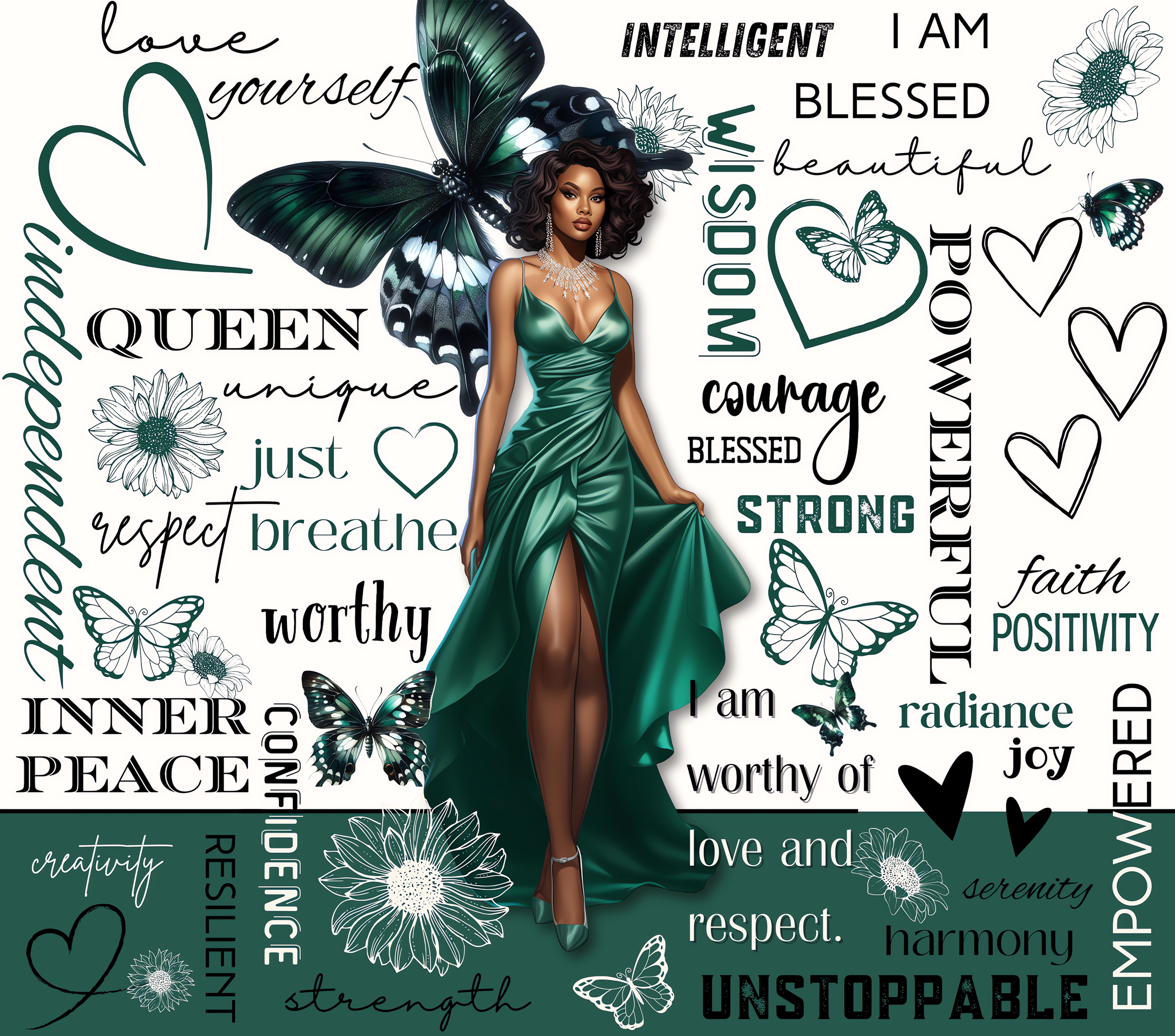 I AM Unstoppable Emerald Butterfly Queen Tumbler