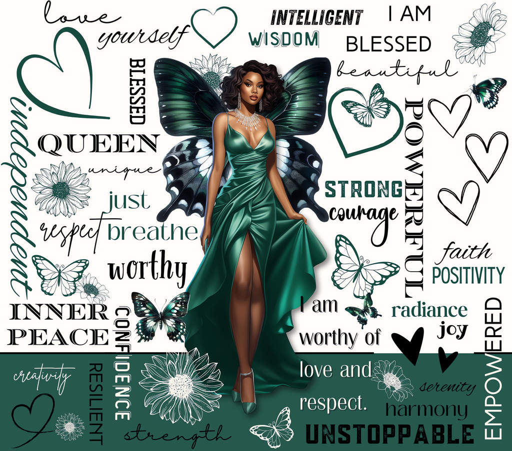 I AM Unstoppable Emerald Swallowtail Butterfly Queen Tumbler