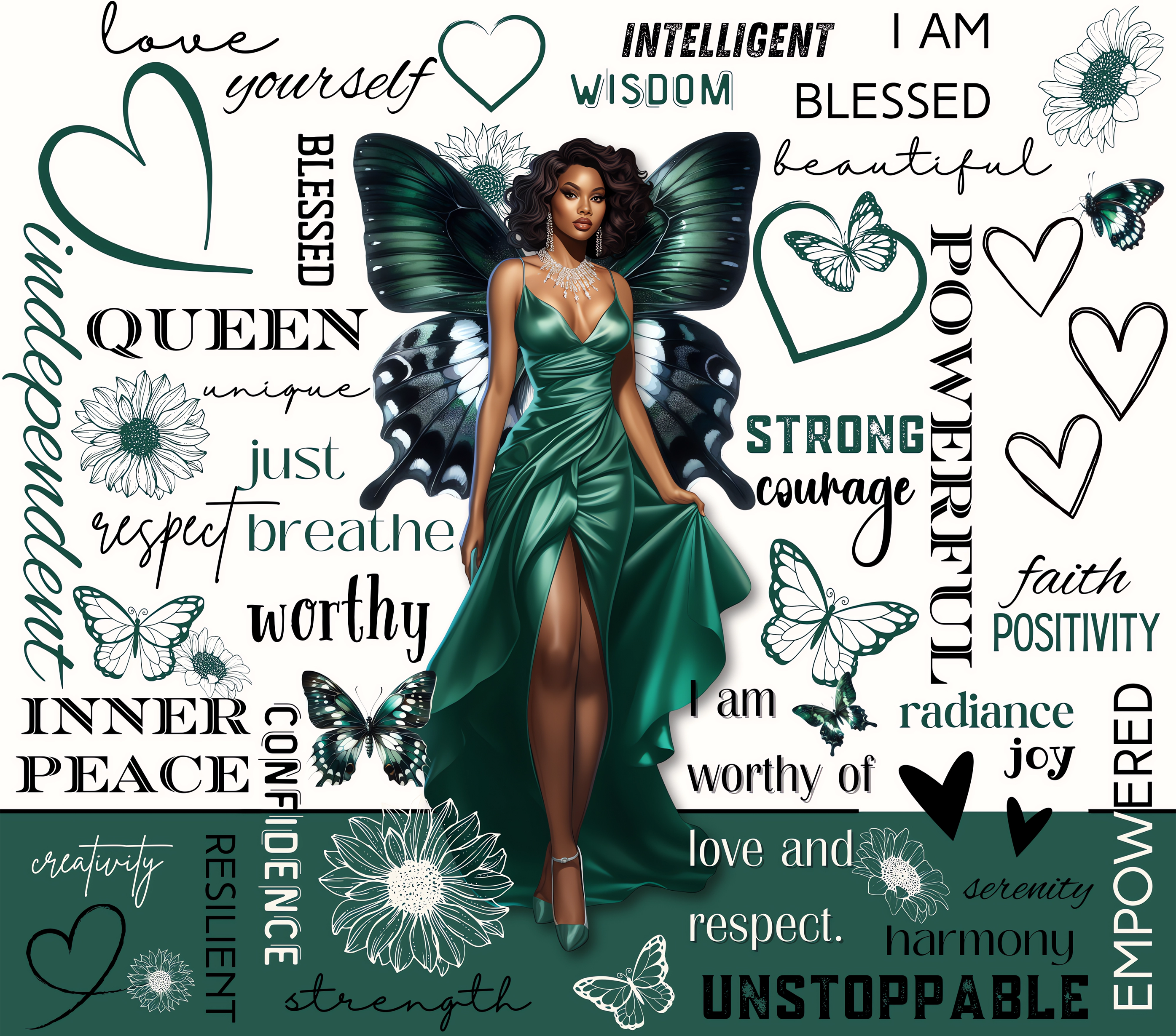 I AM Unstoppable Emerald Swallowtail Butterfly Queen Tumbler