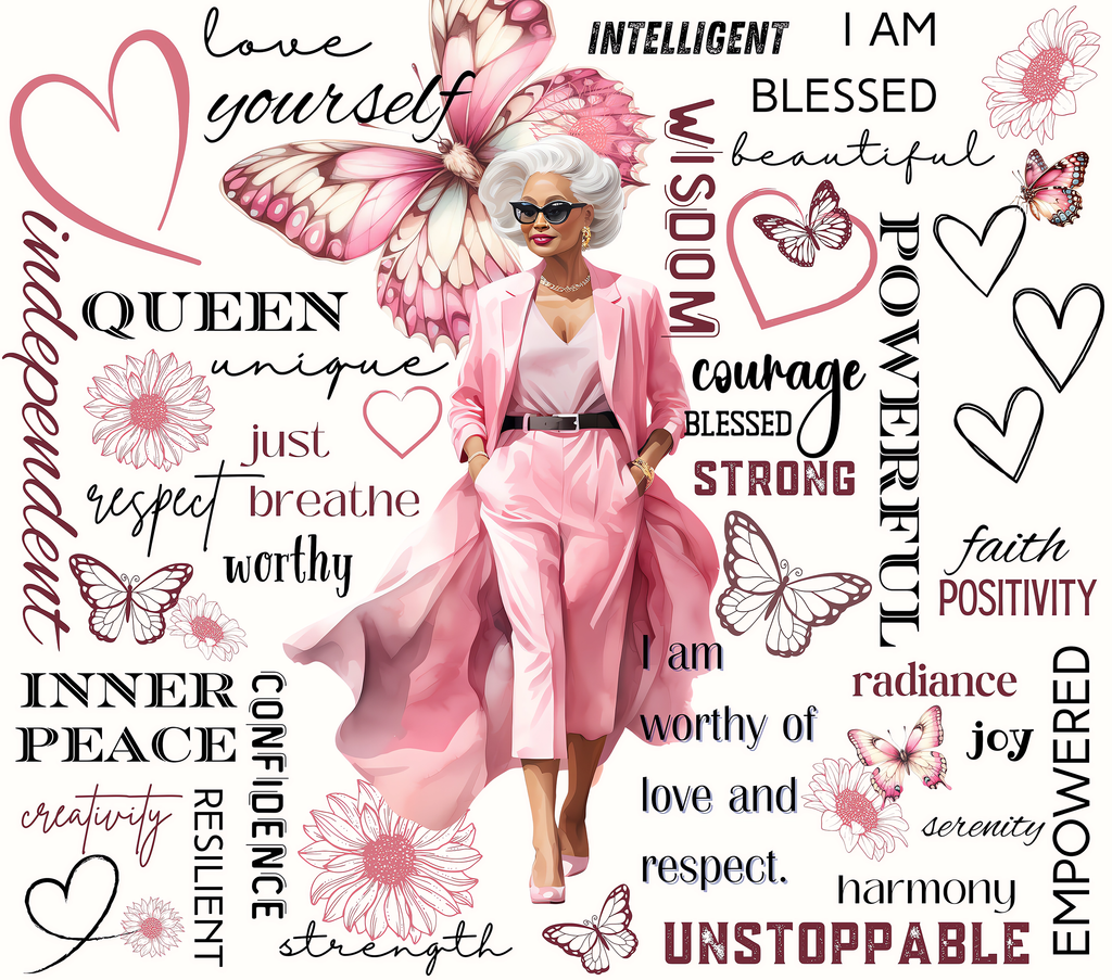 I AM Unstoppable Pink Butterfly Queen Tumbler