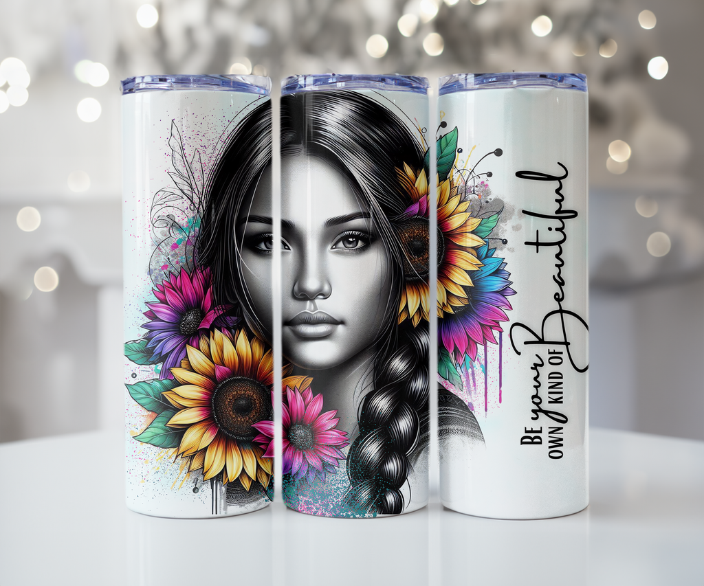 Be Your Own Kind of Beautiful Braided Sunflower Tumbler