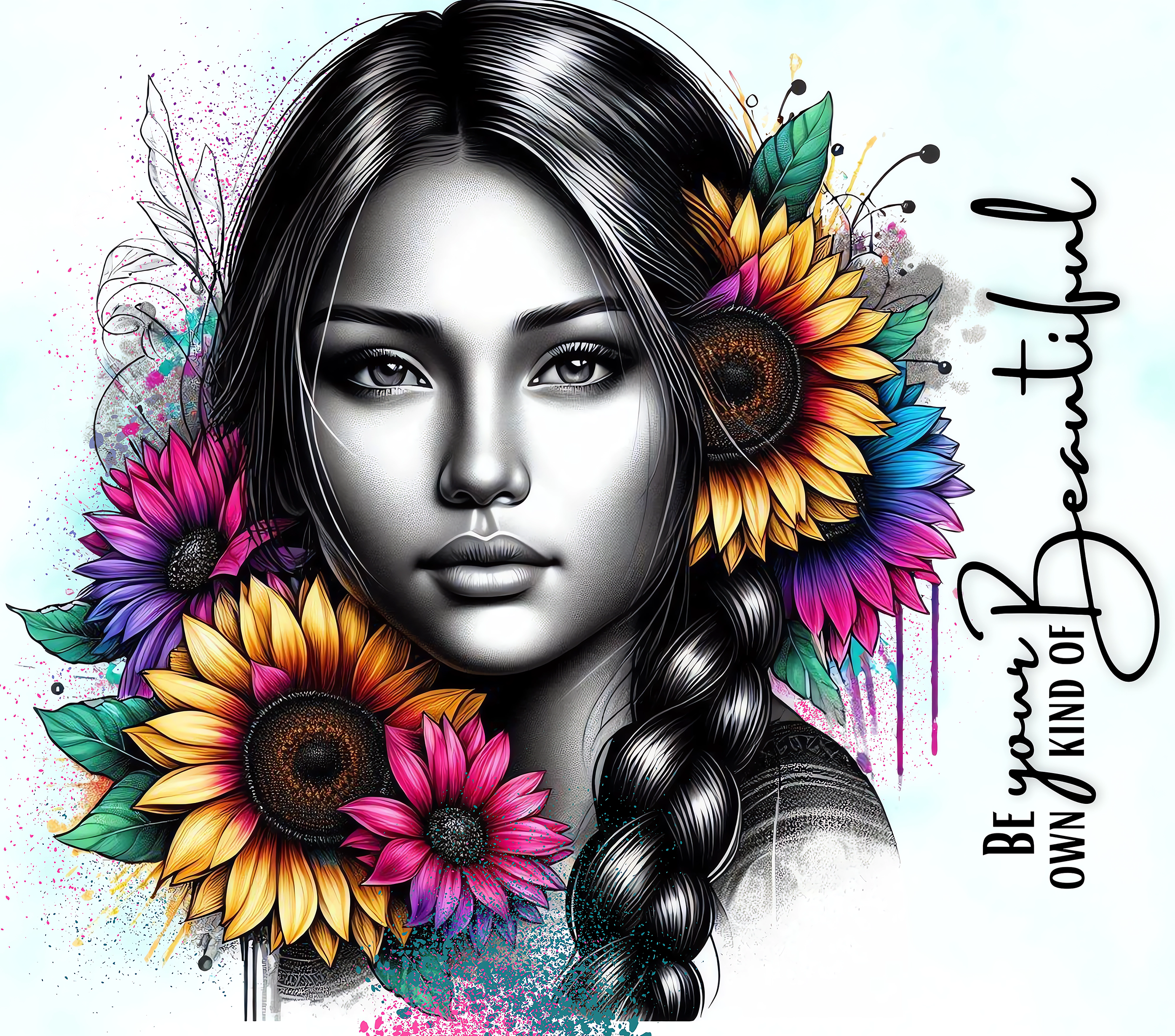 Be Your Own Kind of Beautiful Braided Sunflower Tumbler