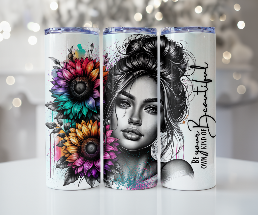Be Your Own Kind of Beautiful Updo Sunflower Tumbler