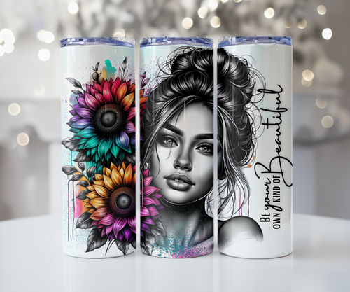 Be Your Own Kind of Beautiful Updo Sunflower Tumbler