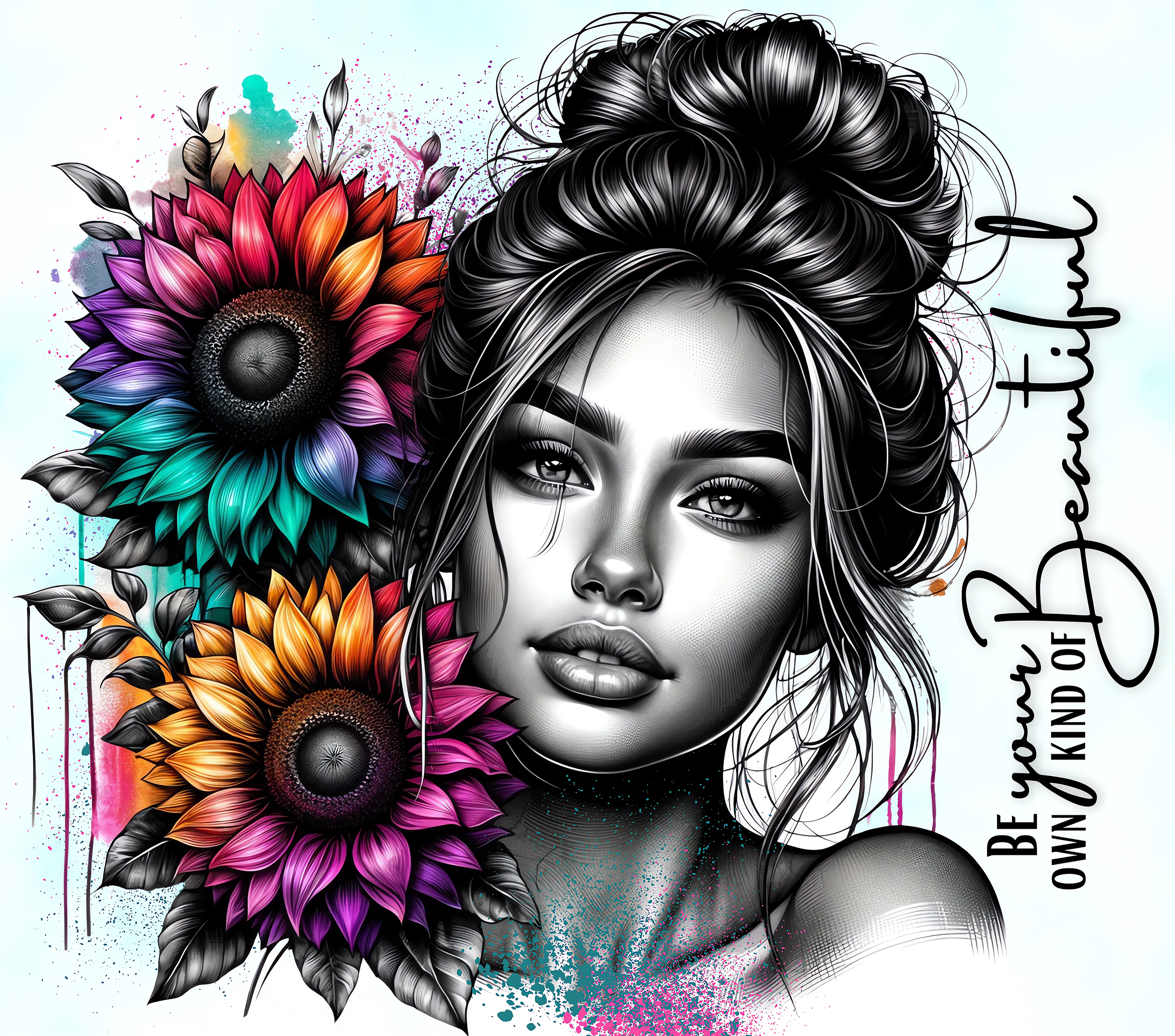 Be Your Own Kind of Beautiful Updo Sunflower Tumbler