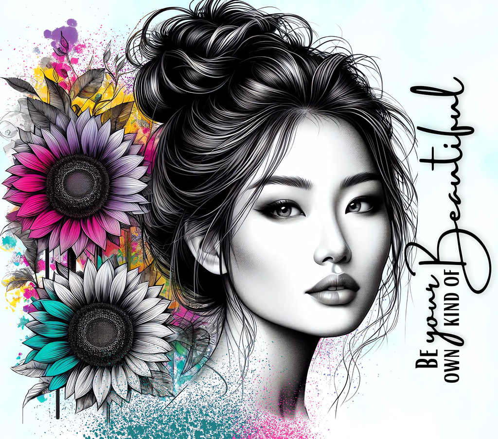 Be Your Own Kind of Beautiful Messy Updo Sunflower Tumbler