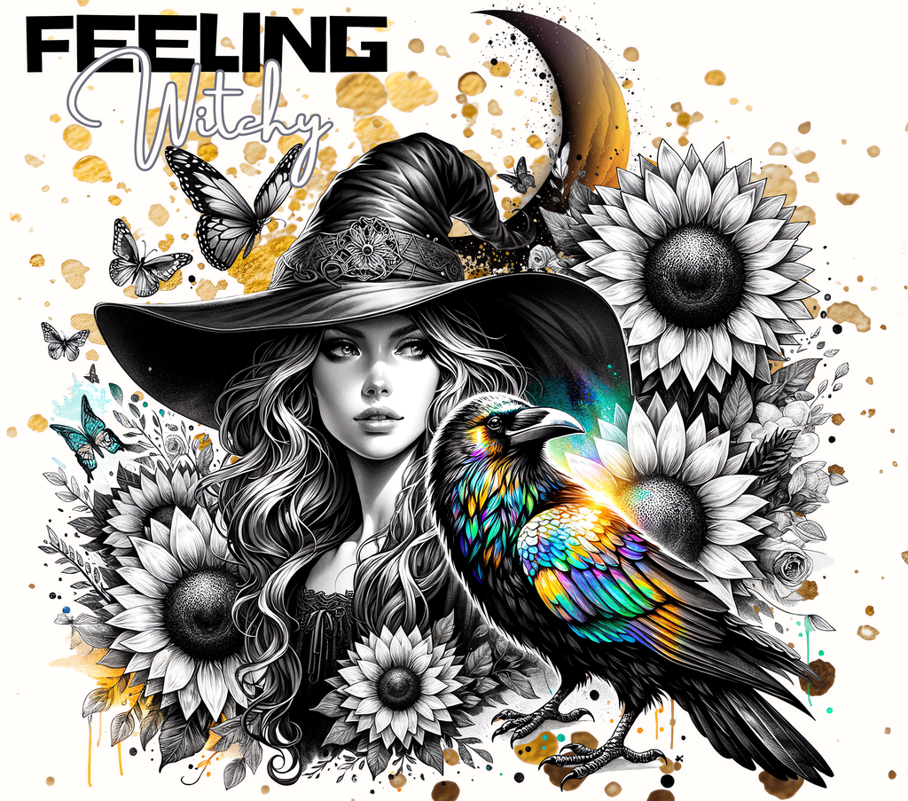Feeling Witchy Sunflower Raven Tumbler