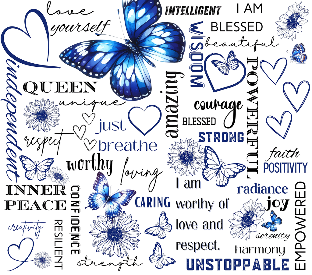 Blue Butterfly Empowerment Tumbler - Love Yourself