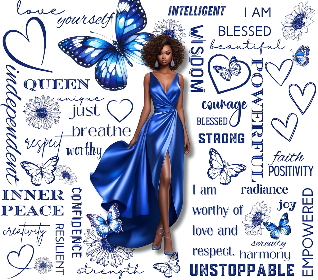 Royal Blue Butterfly Queen Tumbler - Sapphire Elegance