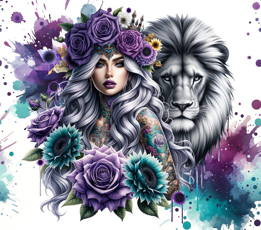 Purple Lion Goddess Tumbler