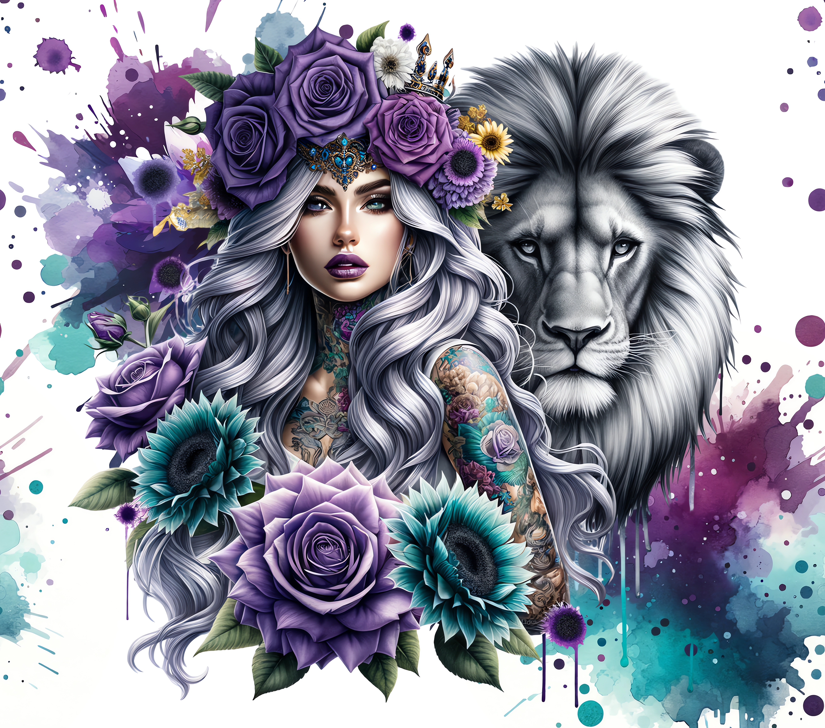 Purple Lion Goddess Tumbler