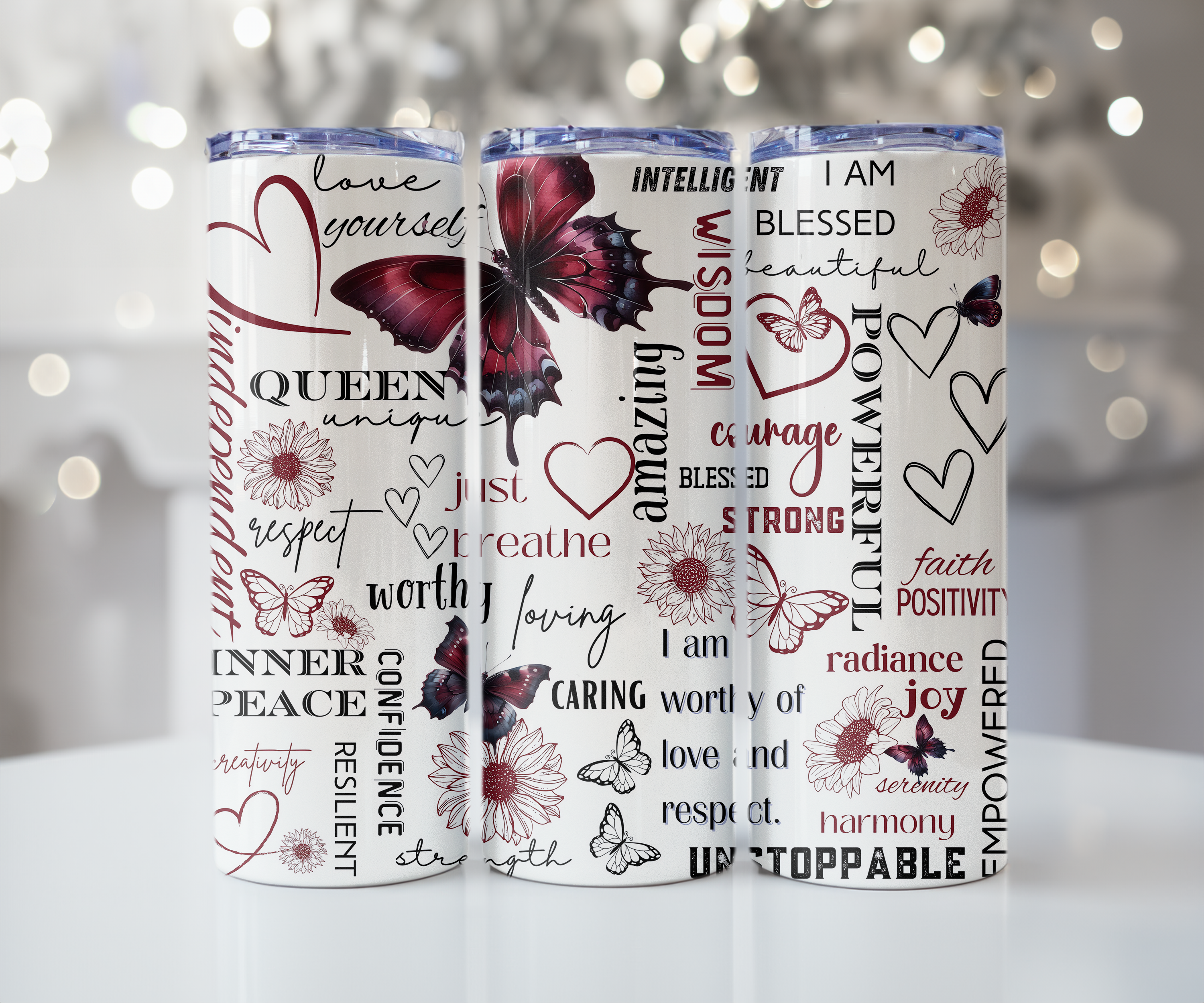 Wine Butterfly Empowerment Tumbler - Amazingly Unique