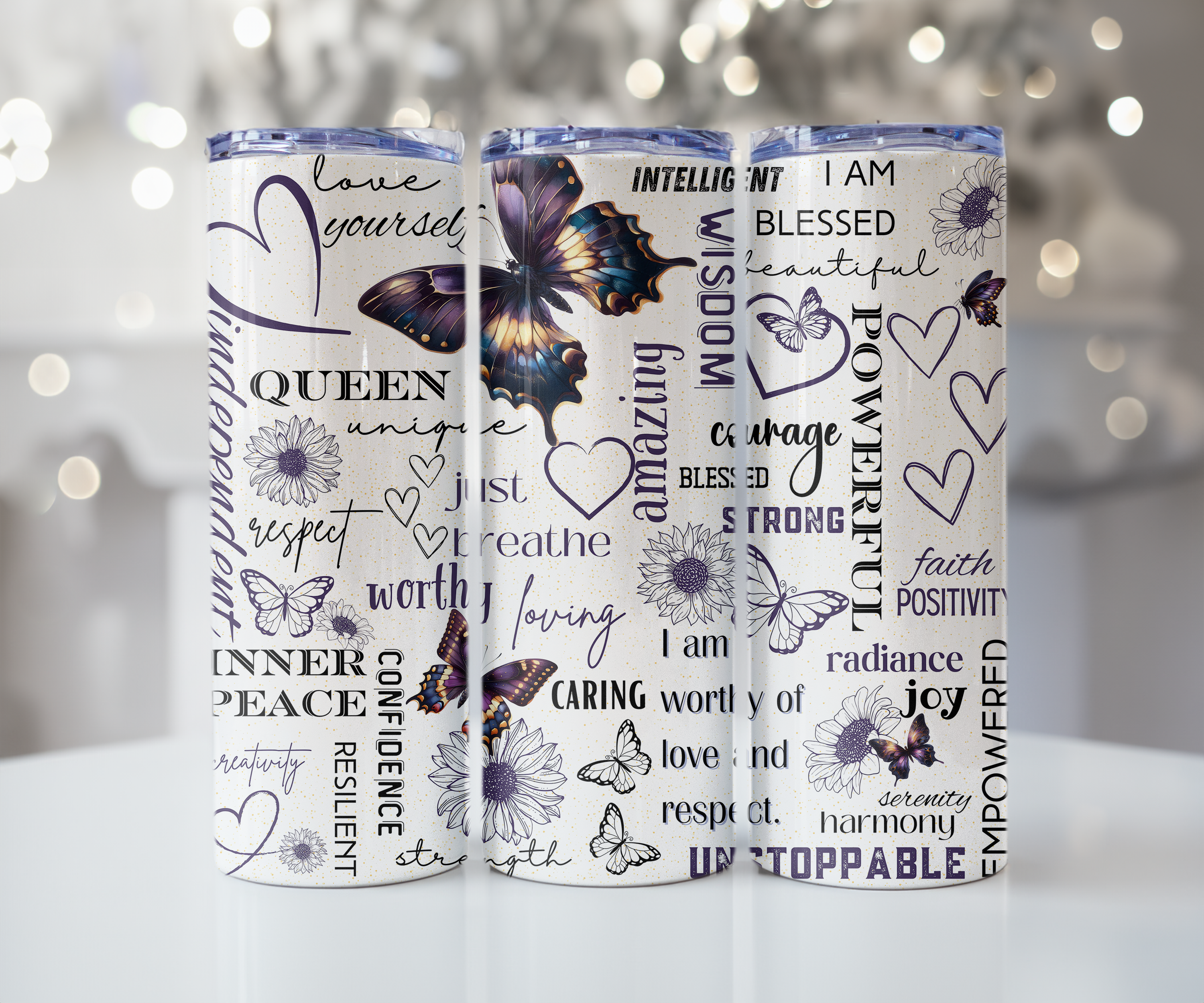 Purple Iridescent Butterfly Tumbler - Amazingly Unique