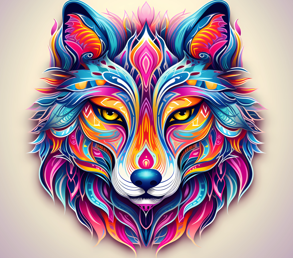 Psychedelic Rainbow Wolf Tumbler
