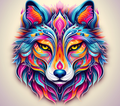 Psychedelic Rainbow Wolf Tumbler