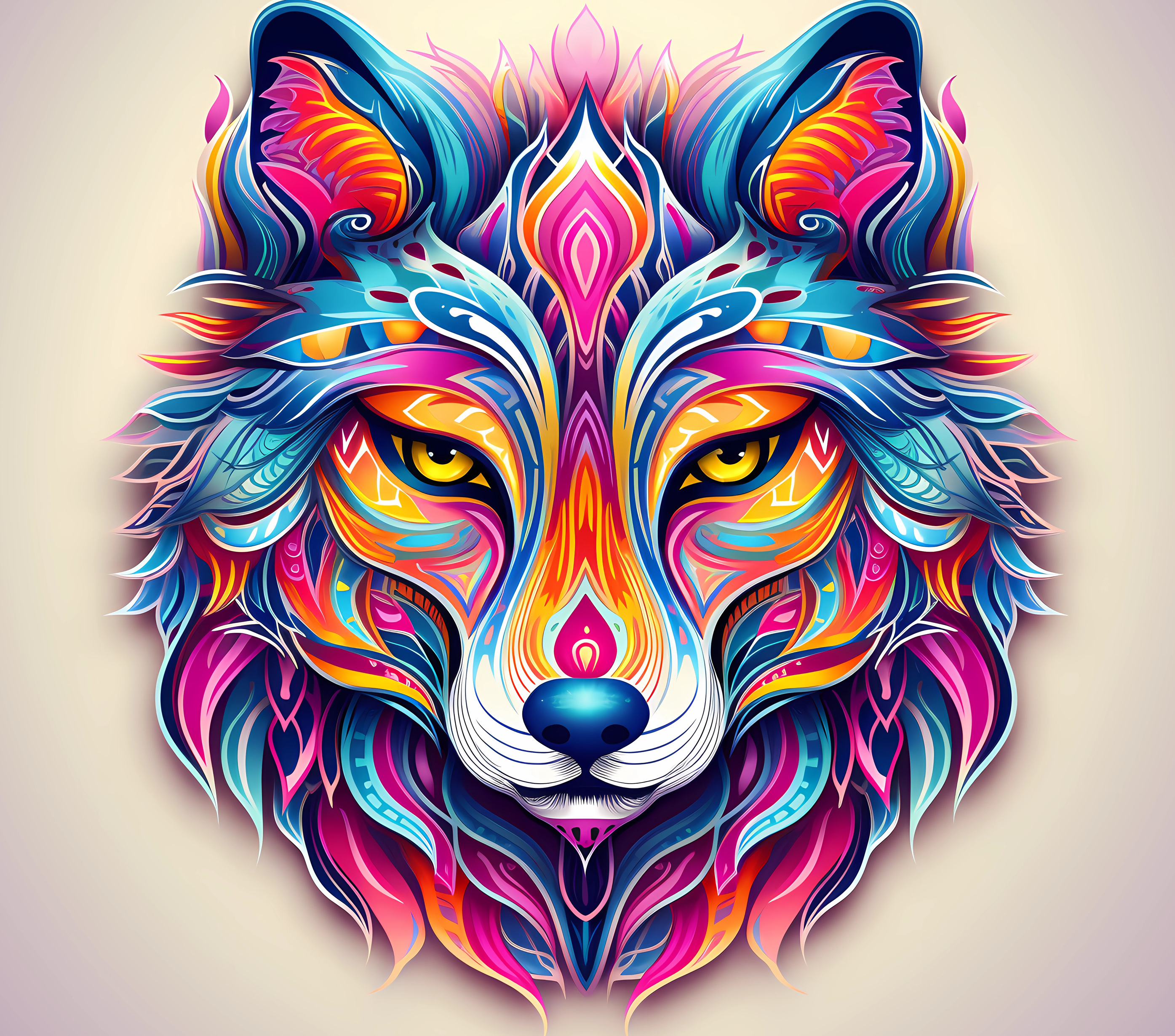 Psychedelic Rainbow Wolf Tumbler