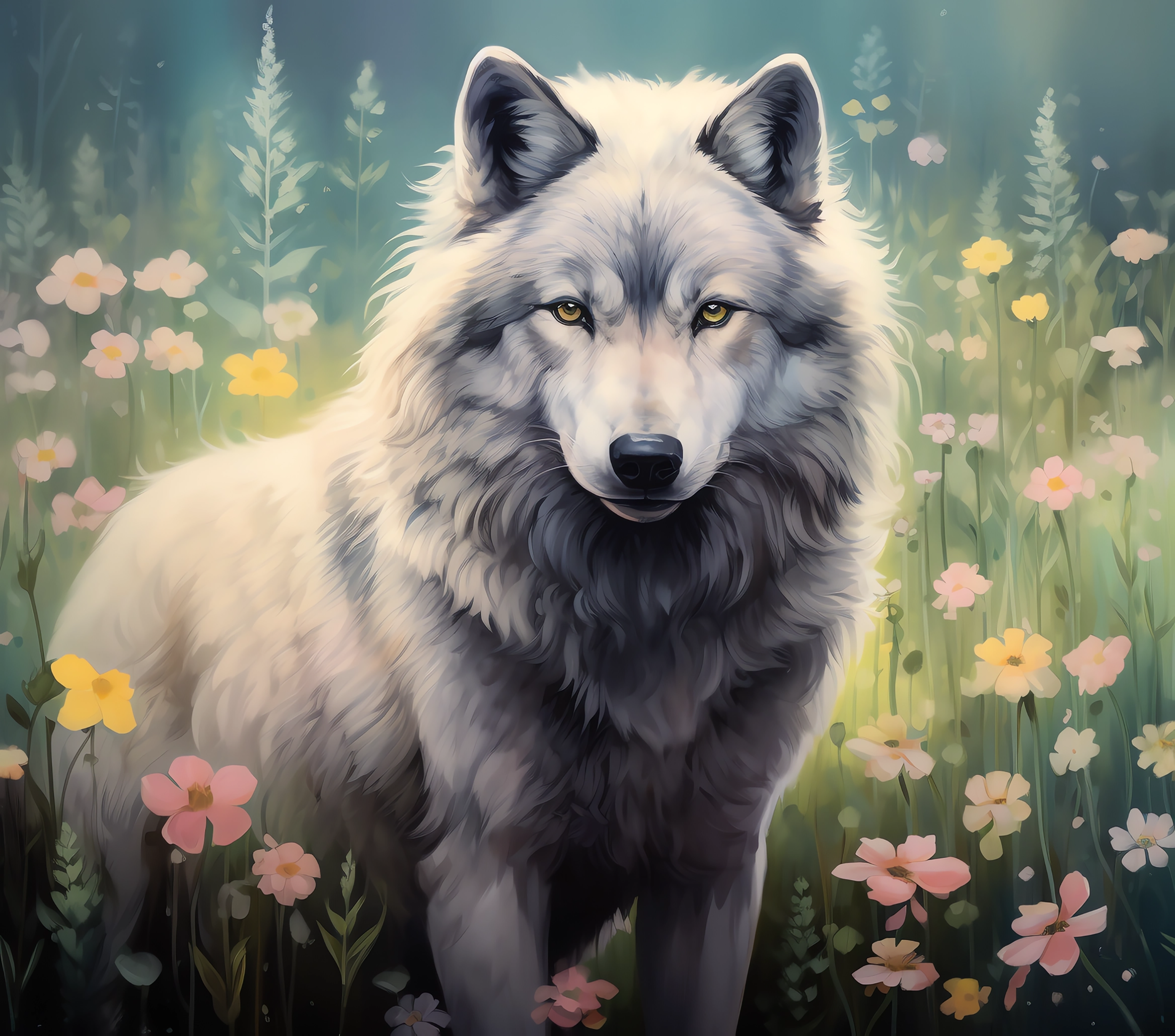 Wolf Wildflower Meadow Tumbler
