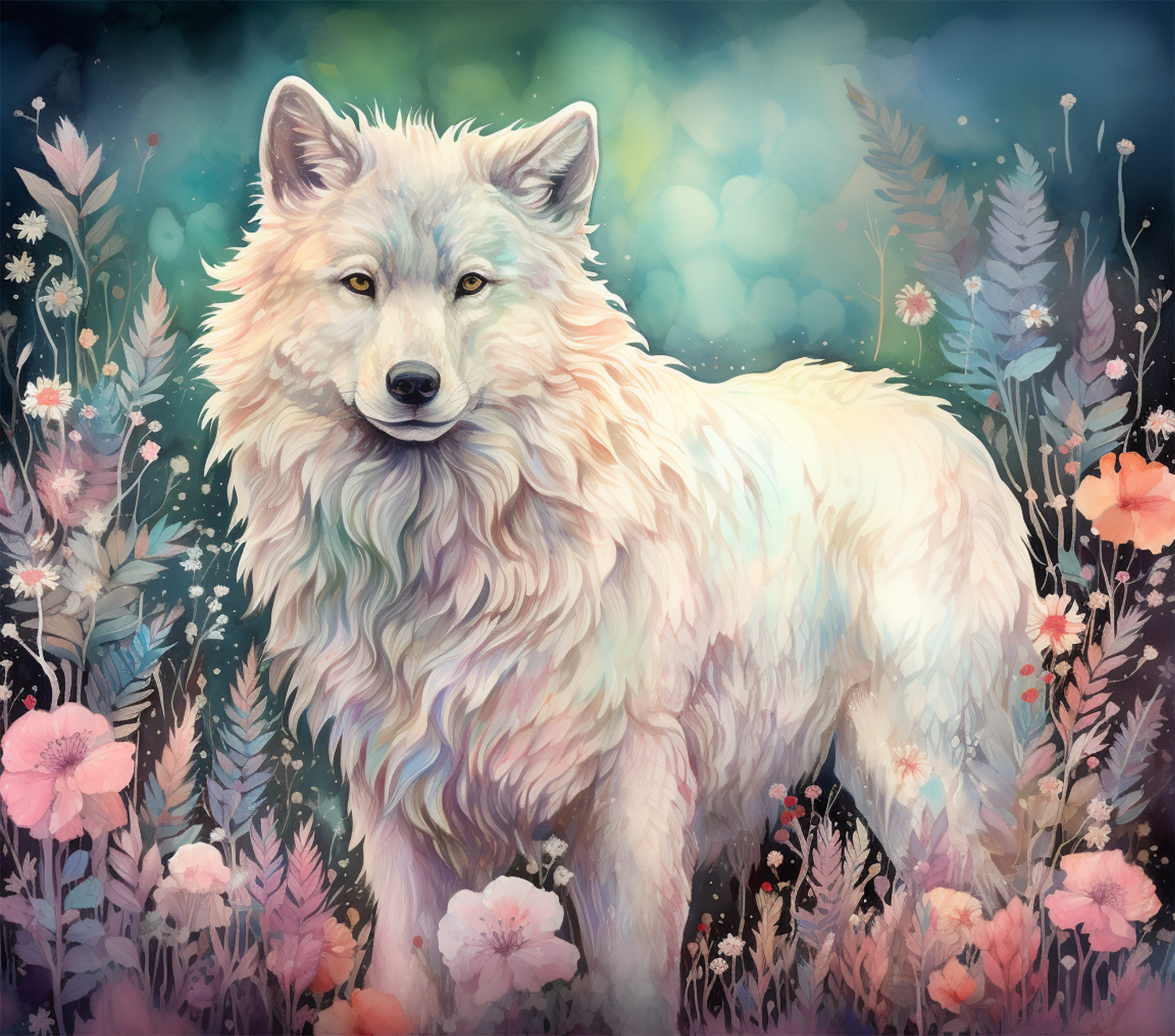 White Wolf Enchanted Garden Tumbler