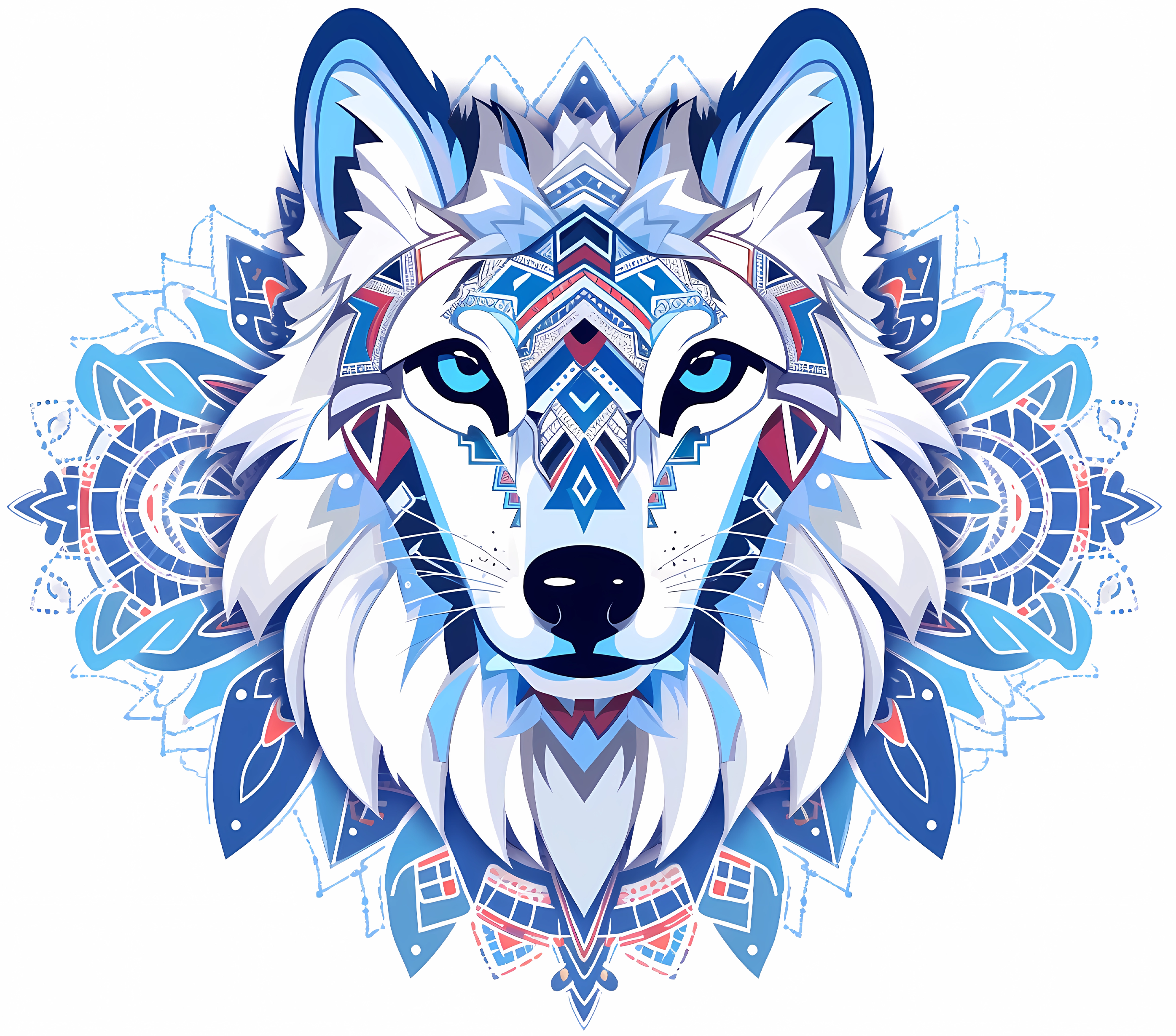 Arctic Wolf Geometric Mandala Tumbler