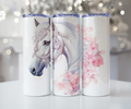 White Horse with Jeweled Bridle and Cherry Blossoms