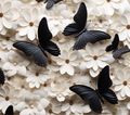 Black Butterflies with White Flowers 3D